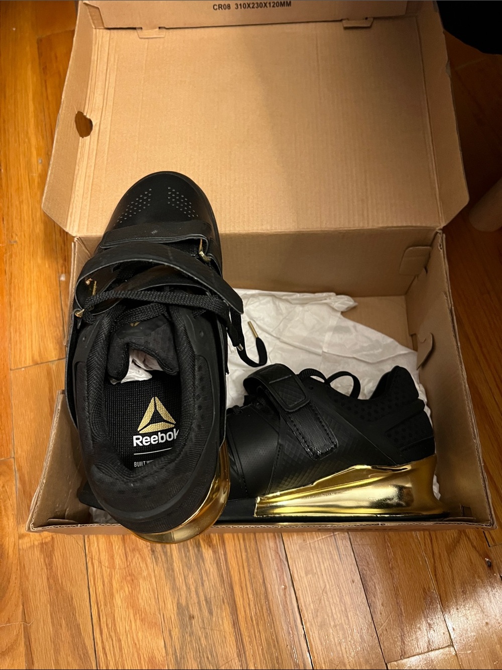 Reebok Men’s Black and Gold Weightlifting Shoes